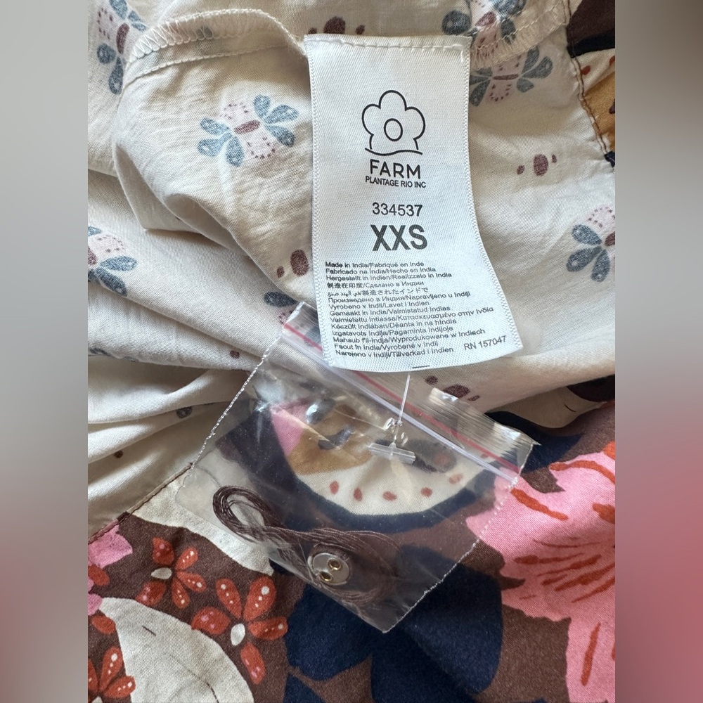 FARM RIO Ainika‎ Maxi Floral Cream Open Yoke Mini Dress XXS - Picture 9 of 16